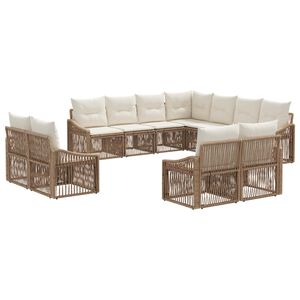 vidaXL Havesofa S&aelig;t 11 stk. Beige polyrattan