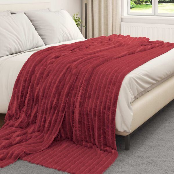 vidaXL Throw t&aelig;ppe Bordeaux R&oslash;d 240 x 220 cm Fleece