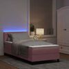 vidaXL LED Box Spring Bed med madras med LED Lyser&oslash;d 90 x 200 cm Fl&oslash;jl