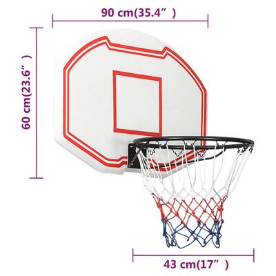 vidaXL basketballkurv med plade 90x60x2 cm polyethylen hvid