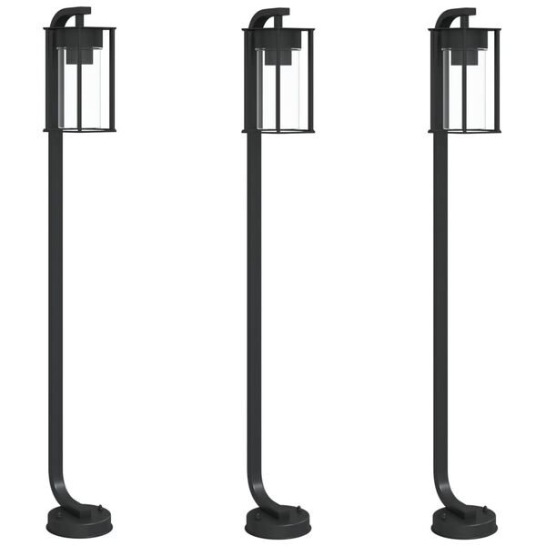 vidaXL udend&oslash;rs standerlamper 3 stk. 100 cm rustfrit st&aring;l sort