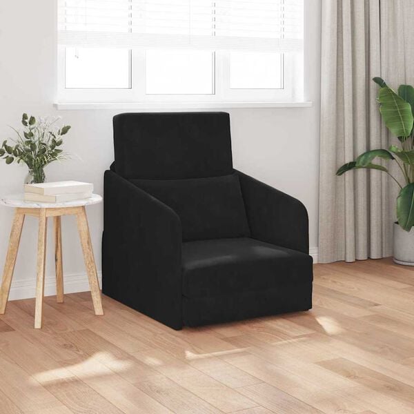 vidaXL Sovesofa Sort 65 x 80 x 83 cm Fløjl