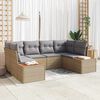 vidaXL Havesofa S&aelig;t med pude 6 pcs Beige polyrattan