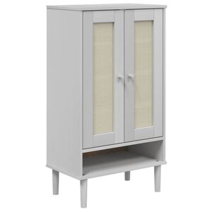 vidaXL skoskab SENJA 59,5x35x107 cm rattan-look massivt tr&aelig; hvid