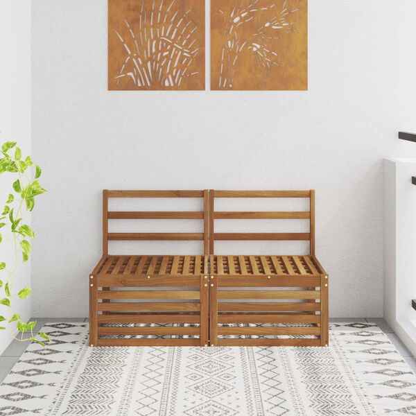 vidaXL 2 Stk Udend&oslash;rs Mellem Sofa Massivt Akacietr&aelig; Naturfarvet