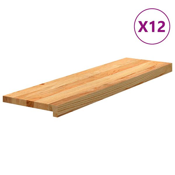 vidaXL trappem&aring;tter 12 stk. lysebrun 90x30x2 cm massivt egetr&aelig;