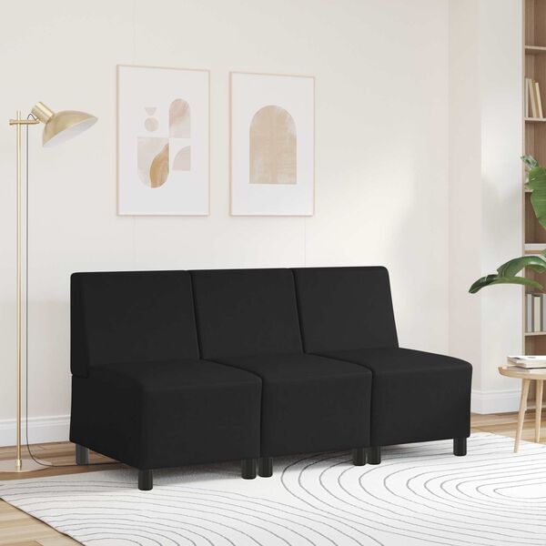 vidaXL | Modulsofa enhed uden arme | Sort 55 x 74 x 82 cm Kunstl&aelig;der