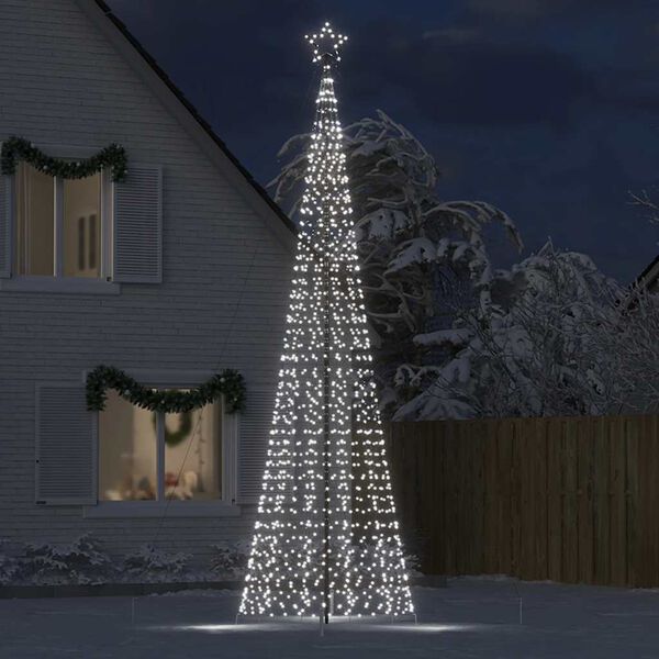 vidaXL LED-juletræ med spyd 1534 LED'er 500 cm koldt hvidt lys