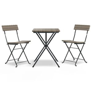 vidaXL foldbart bistros&aelig;t 3 dele polyrattan gr&aring;