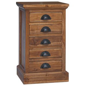 vidaXL Skuffeskab Naturfarvet 35 x 30 x 60 cm Massiv Teaktr&aelig;