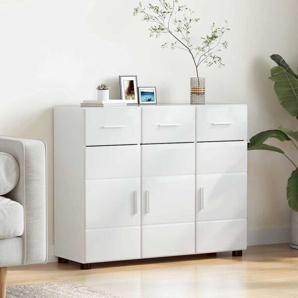 vidaXL Sideboard H&oslash;j gloss hvid 88,5 x 30,5 x 73 cm Konstrueret tr&aelig;