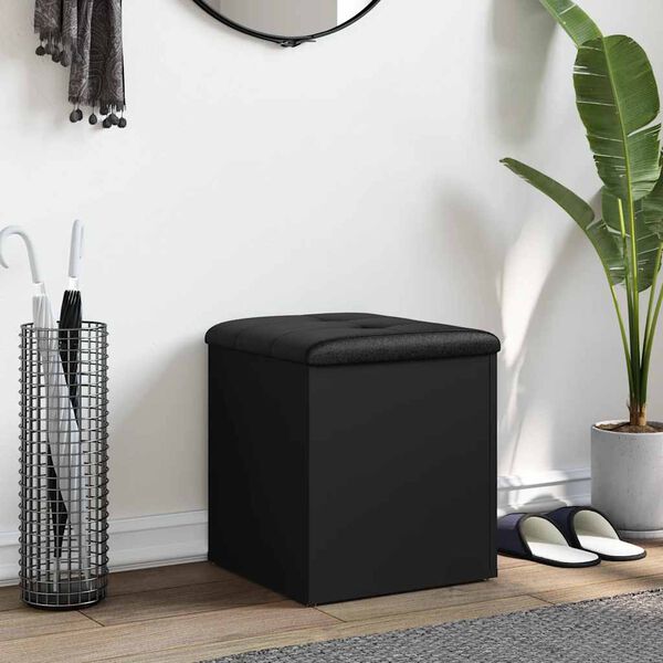 vidaXL opbevaringsb&aelig;nk 42x42x45 cm konstrueret tr&aelig; sort