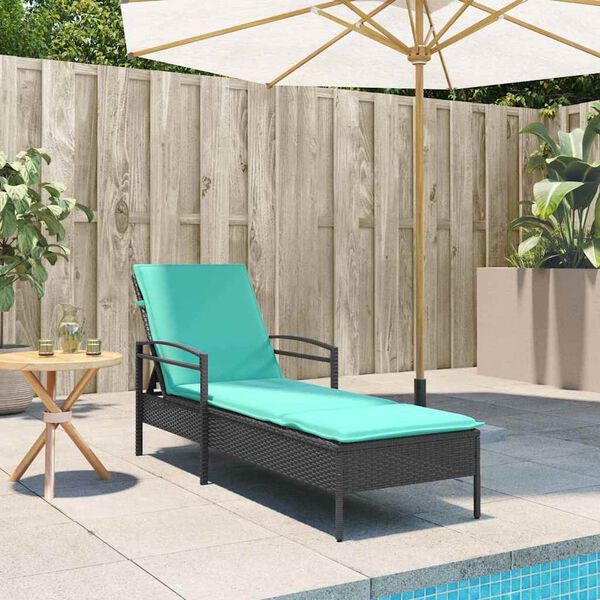 vidaXL liggestol med hynde sort 63x200x81 cm polyrattan (kun USA)