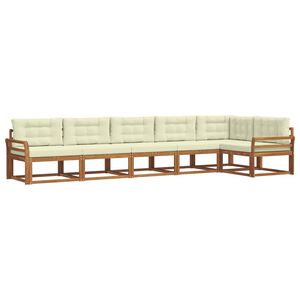 vidaXL Udend&oslash;rs sofagruppe med pude 6 pcs Naturlig og Fl&oslash;de