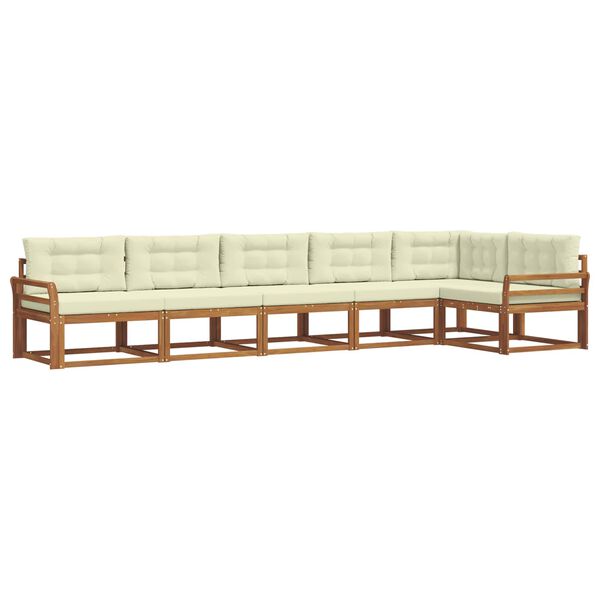 vidaXL Udend&oslash;rs sofagruppe med pude 6 pcs Naturlig og Fl&oslash;de