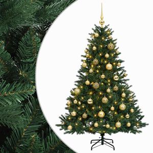 vidaXL Kunstigt juletr&aelig; med julekugle 120 cm 150 LED'er Varm hvid