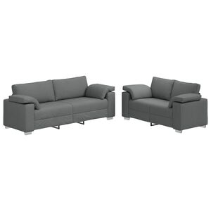 vidaXL Sofa 2 pcs M&oslash;rkegr&aring; 219 x 80 x 82 cm Stof