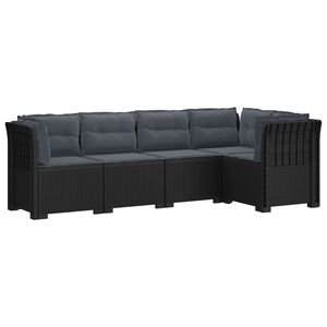 vidaXL 5-personers Havem&oslash;bel Sofa med Hynder Rattan Look PP Antracit
