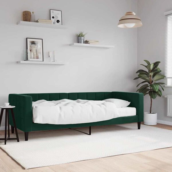 vidaXL daybed med madras 80x200 cm velour m&oslash;rkegr&oslash;n