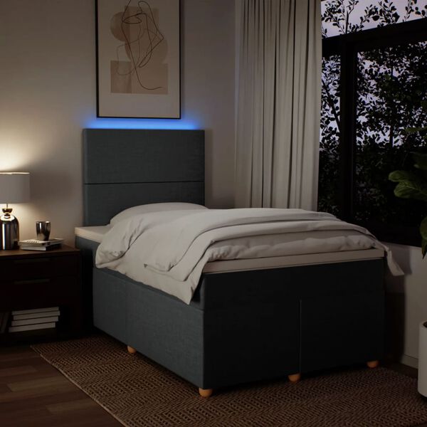 vidaXL kontinentalseng med madras 120x190 cm stof mørkegrå