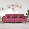 vidaXL Sofa med pude 3 pcs Vinr&oslash;d Fl&oslash;jl