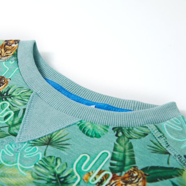 Sweatshirt til b&oslash;rn str. 92 hundeprint lys gr&oslash;nmeleret