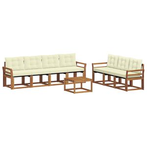 vidaXL Udend&oslash;rs sofagruppe med pude 8 pcs Naturlig og Fl&oslash;de