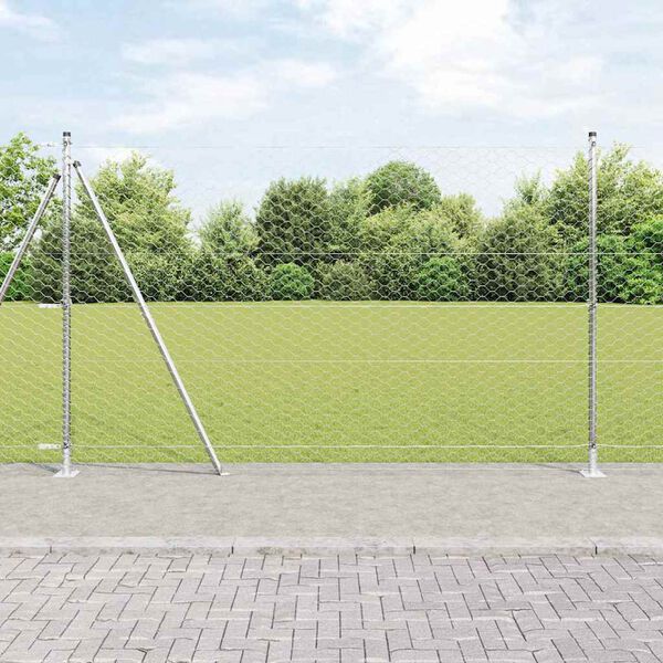 vidaXL Hegnspæl Sølv 100 x 1,4 m (50 mm net) Stål