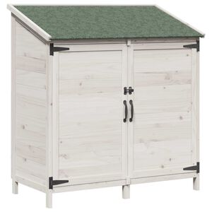 vidaXL Have Skur med tag Hvid 106,5 x 56 x 113,5 cm Massivt Fyrretr&aelig;