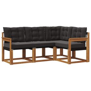 vidaXL Udend&oslash;rs sofagruppe med pude 4 pcs Naturlig og sort