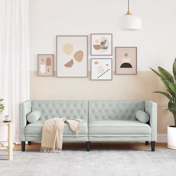 vidaXL Sofa Lysegr&aring; 194 x 74,5 x 70,5 cm Fl&oslash;jl