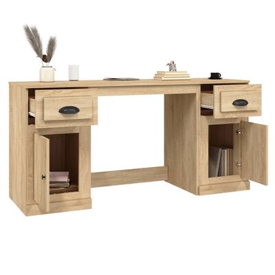 vidaXL skrivebord med skabe konstrueret træ sonoma-eg
