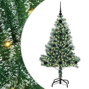 vidaXL Kunstigt Juletr&aelig; Snebelagt med LED Lys Gr&oslash;n og Hvid 120 cm