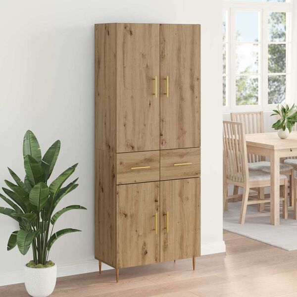 vidaXL Highboard Artisan Egetr&aelig; 69,5 x 34 x 180 cm Konstrueret tr&aelig;