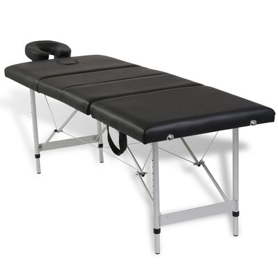 vidaXL massagebord foldbart 4 zoner aluminiumsstel sort
