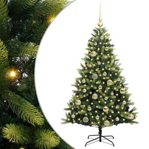 vidaXL Kunstig h&aelig;ngslet juletr&aelig; med 150 LED-lys Gr&oslash;n 120 cm PVC og PE