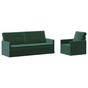 vidaXL Sofa S&aelig;t 2 pcs M&oslash;rkegr&oslash;n Velour (V)