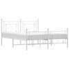 vidaXL sengeramme med sengegavl og fodg&aelig;rde 150x200 cm metal hvid