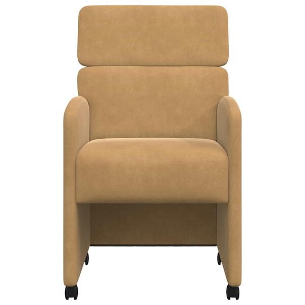 vidaXL Spisebordsstole med hjul 2 pcs Brun 58 x 65 x 98 cm Fløjl