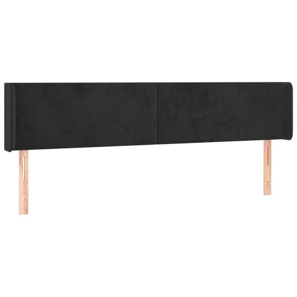 vidaXL sengegavl med LED-lys 163x16x78/88 cm fl&oslash;jl sort