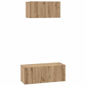 vidaXL TV-m&oslash;bels&aelig;t V&aelig;gmonteret 2 pcs Artisan Egetr&aelig; Konstrueret tr&aelig;