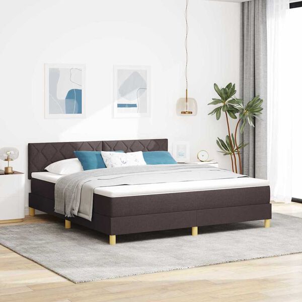 vidaXL LED Box Spring Bed med madras M&oslash;rk Brun 180 x 200 cm Stof