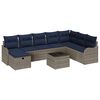 vidaXL Sofa S&aelig;t 9 stk. 8-Antal s&aelig;der Gr&aring; og Marinebl&aring; polyrattan