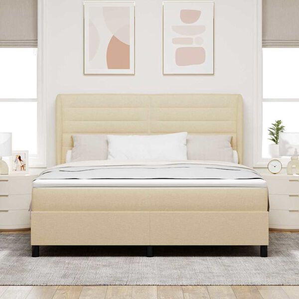 vidaXL Box spring seng med madras Creme 180 x 200 cm Stof
