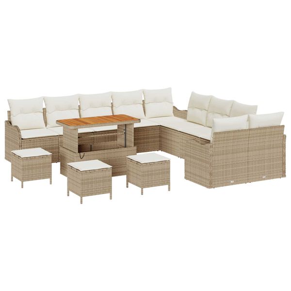 vidaXL Havesofa S&aelig;t 14 pcs Beige polyrattan