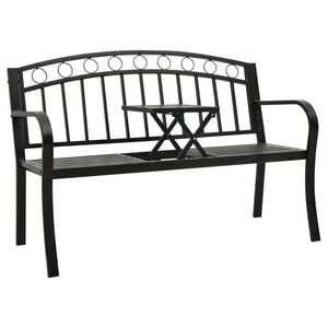 vidaXL haveb&aelig;nk med bord 120 cm st&aring;l sort