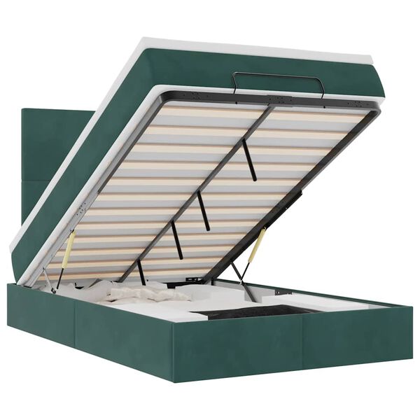 vidaXL osmannisk sengeramme med madrasser 120x200 cm fløjl mørkegrøn
