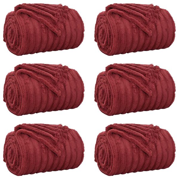 vidaXL Kastet&aelig;pper 6 pcs Bordeaux R&oslash;d 240 x 220 cm Fleece
