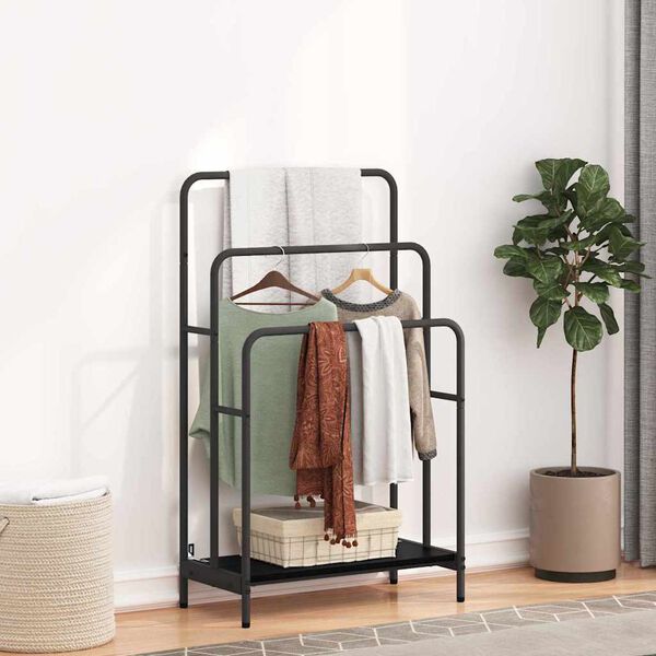 vidaXL T&oslash;jstativ med hylde Sort eg 60 x 30 x 100,5 cm Konstrueret tr&aelig;