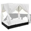 vidaXL solseng med gardiner polyrattan sort